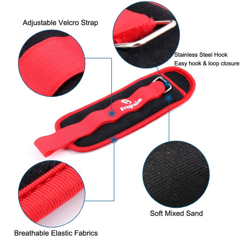 Fragraim Ankle Weights for Women  Men and Kids - 0.5 LB x 2 Strength Training Wrist/Leg/Arm Weight with Adjustable Strap for Jogging  Gymnastics  Aerobics  Physical Therapy (Red) - Image 4